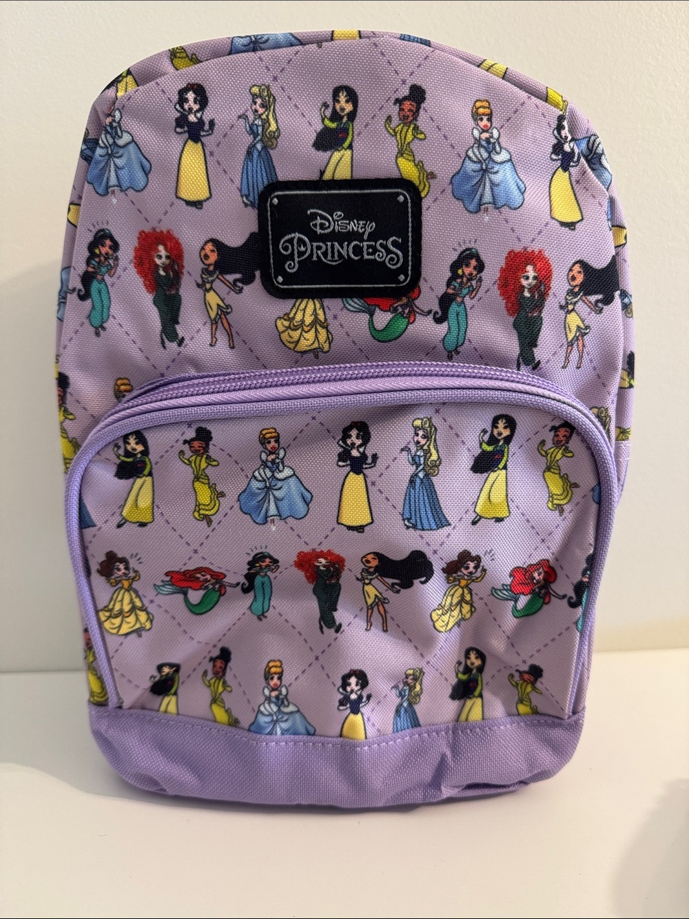 Disney Princess 10” Lavender Kids Backpack with Multicolor Character Print